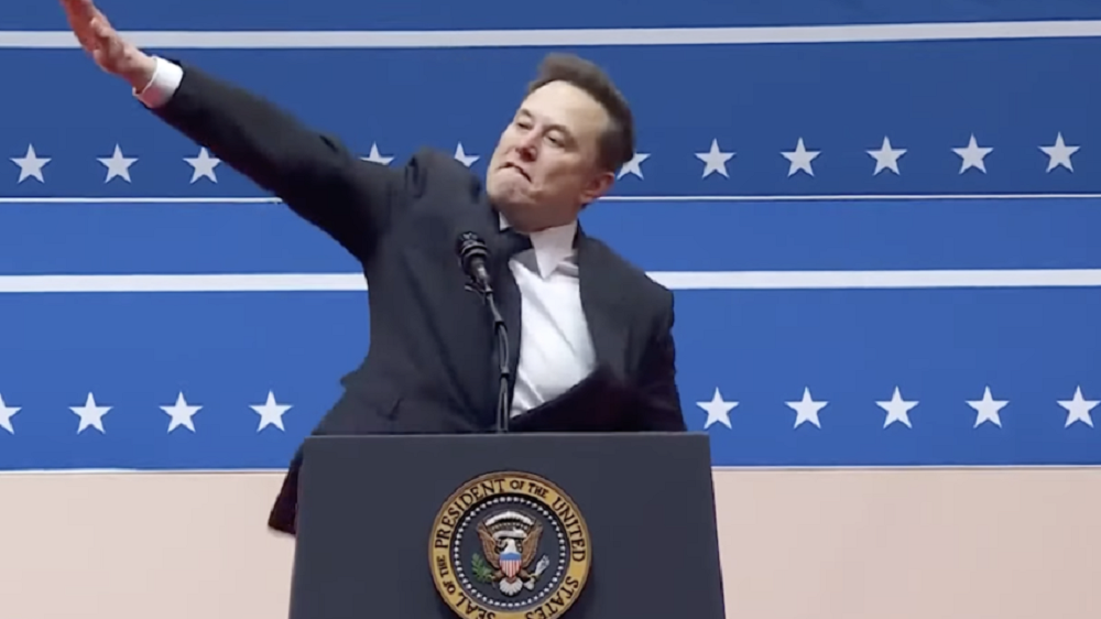 Elon Musk fazendo saudação nazista