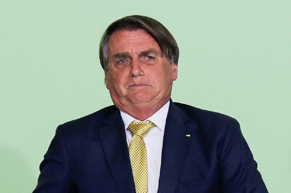O ex-presidente Jair Bolsonaro (PL) fazendo careta