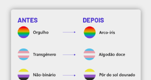 Imagem mostrando como eram e como ficaram os nomes dos temas do Meesenger