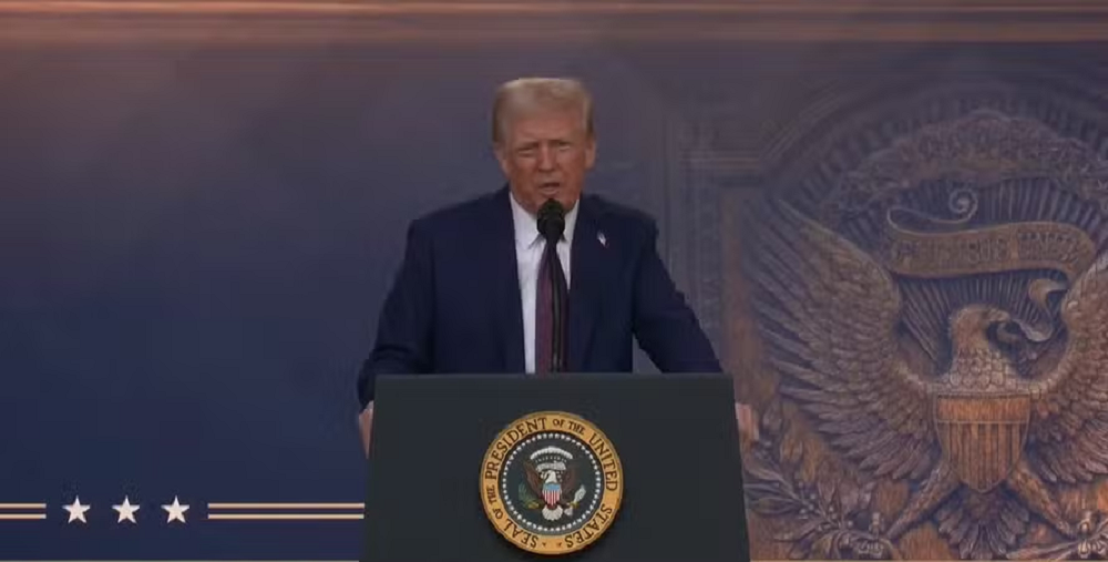 Donald Trump em discurso remoto no Fórum Econômico Mundial, em Davos, na Suíça