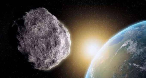 Ilustração de asteroide se aproximando da Terra