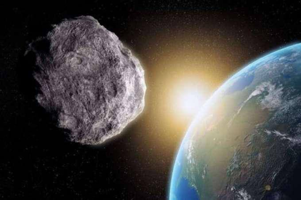 Ilustração de asteroide se aproximando da Terra