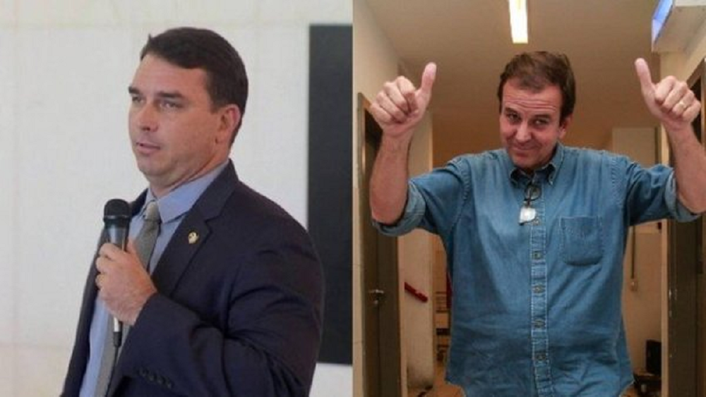 Montagem de fotos de Flávio Bolsonaro (PL-RJ) e Eduardo Paes (PSD)