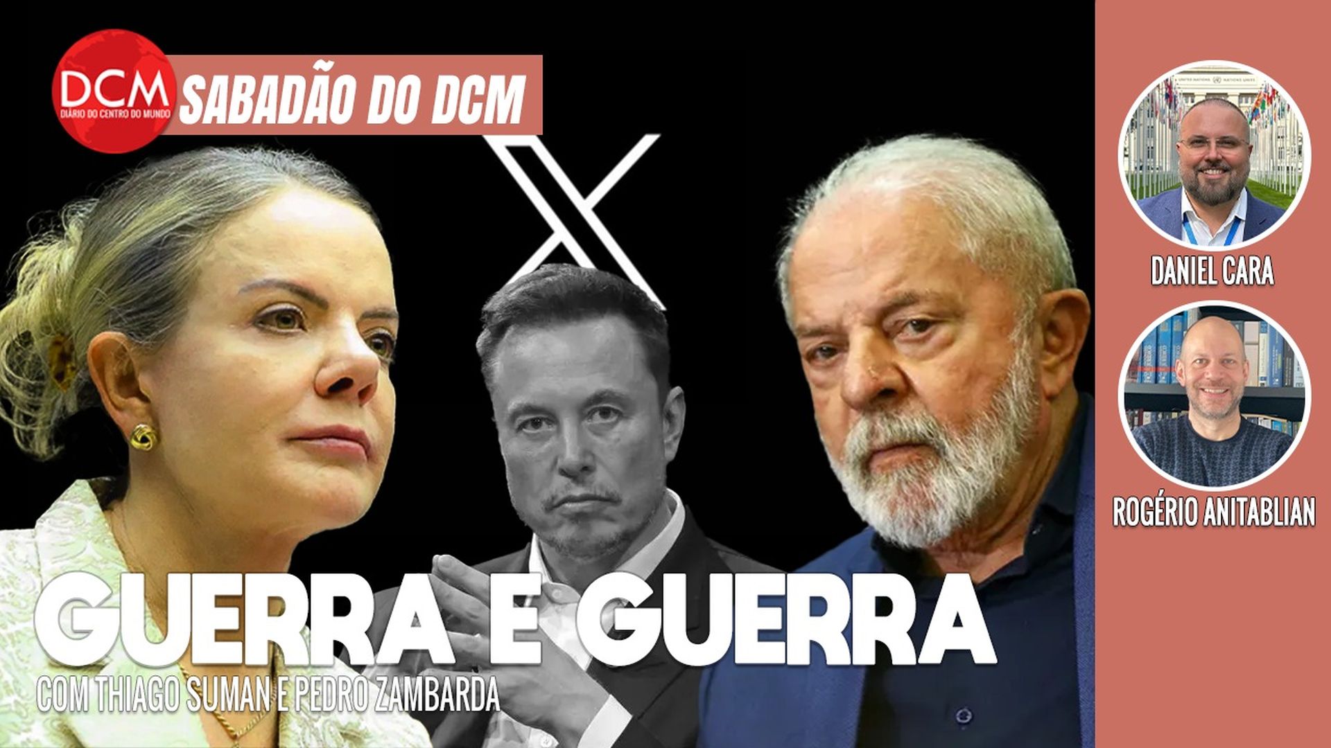 Sabadão do DCM: Gleisi parte para cima do golpismo de Elon Musk; nova tragédia: avião cai e mata duas pessoas em SP. Foto: Reprodução/DCMTV