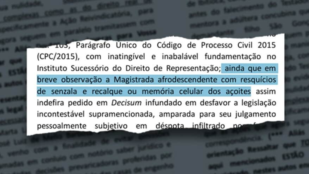 Trecho de petição marcado em azul