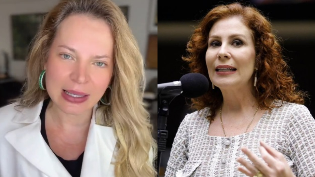 Montagem de fotos da ex-deputada federal Joice Hasselmann e a deputada Carla Zambelli (PL)