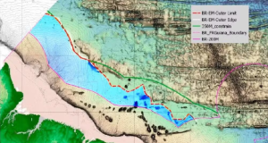 Plataforma continental estendida, em destaque em azul