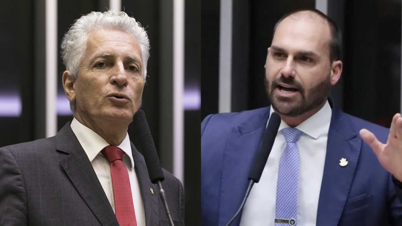 Montagem de fotos de Rogério Correia (PT) e Eduardo Bolsonaro (PL)