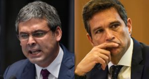 Montagem de fotos de O líder do PT na Câmara, Lindbergh Farias e o ex-presidente do Banco Central Roberto Campos Neto