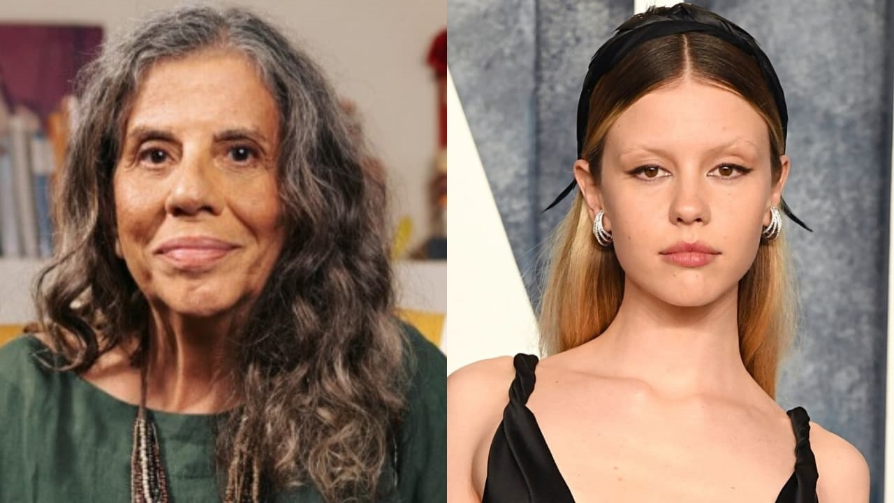 Montagem de fotos de Maria Gladys e Mia Goth, ambas sem sorrir