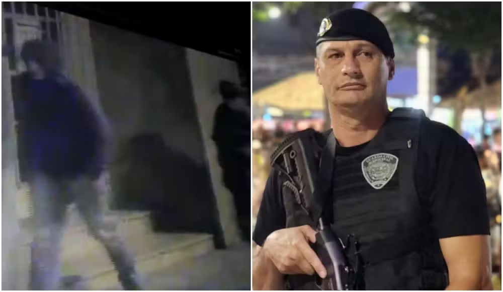 Montagem de duas fotos do secretário de Segurança Pública de Ribeirão Pires, Sandro Torres Amante