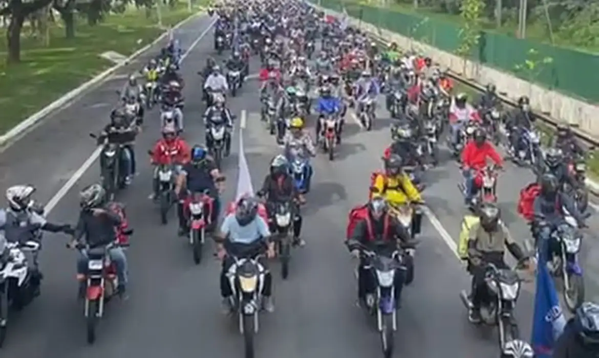 Motofretistas em manifestação realizada em São Paulo