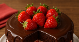 Bolo de chocolate com morango