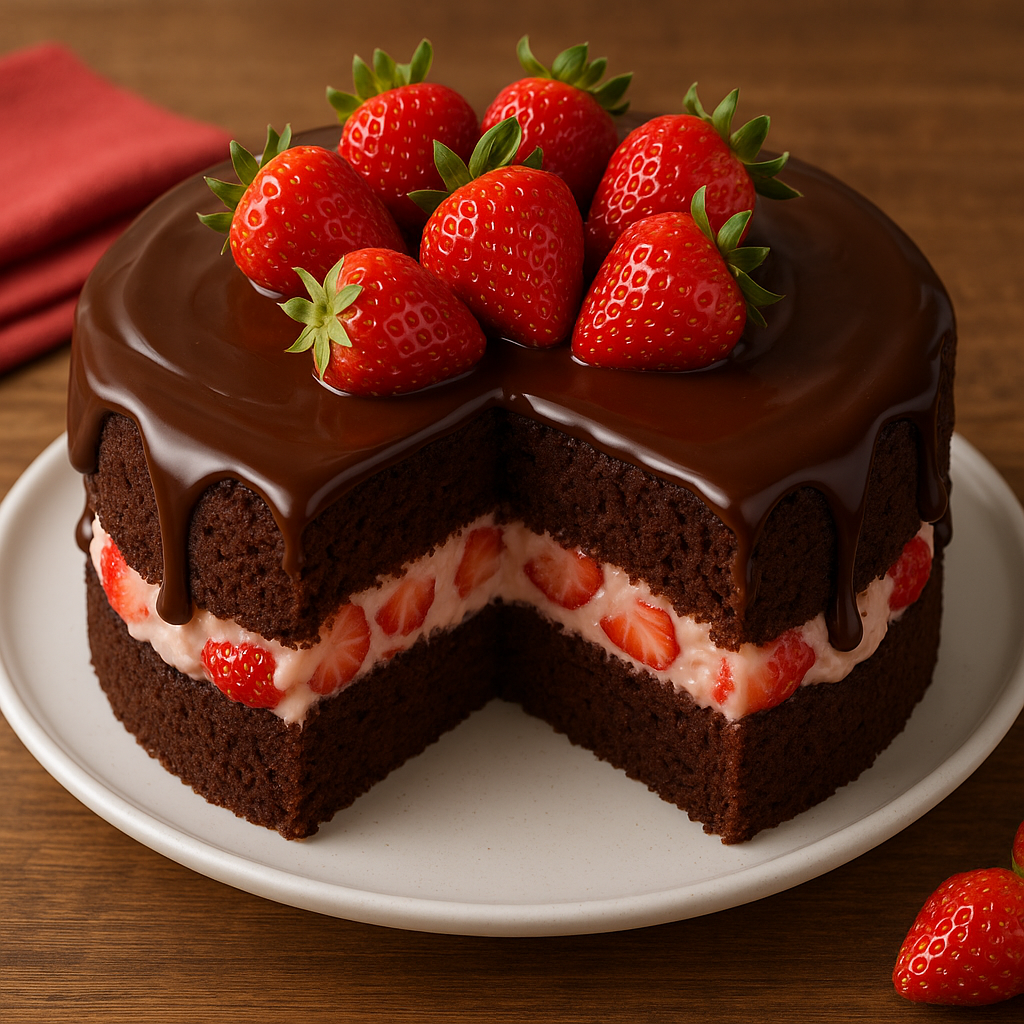 Bolo de chocolate com morango