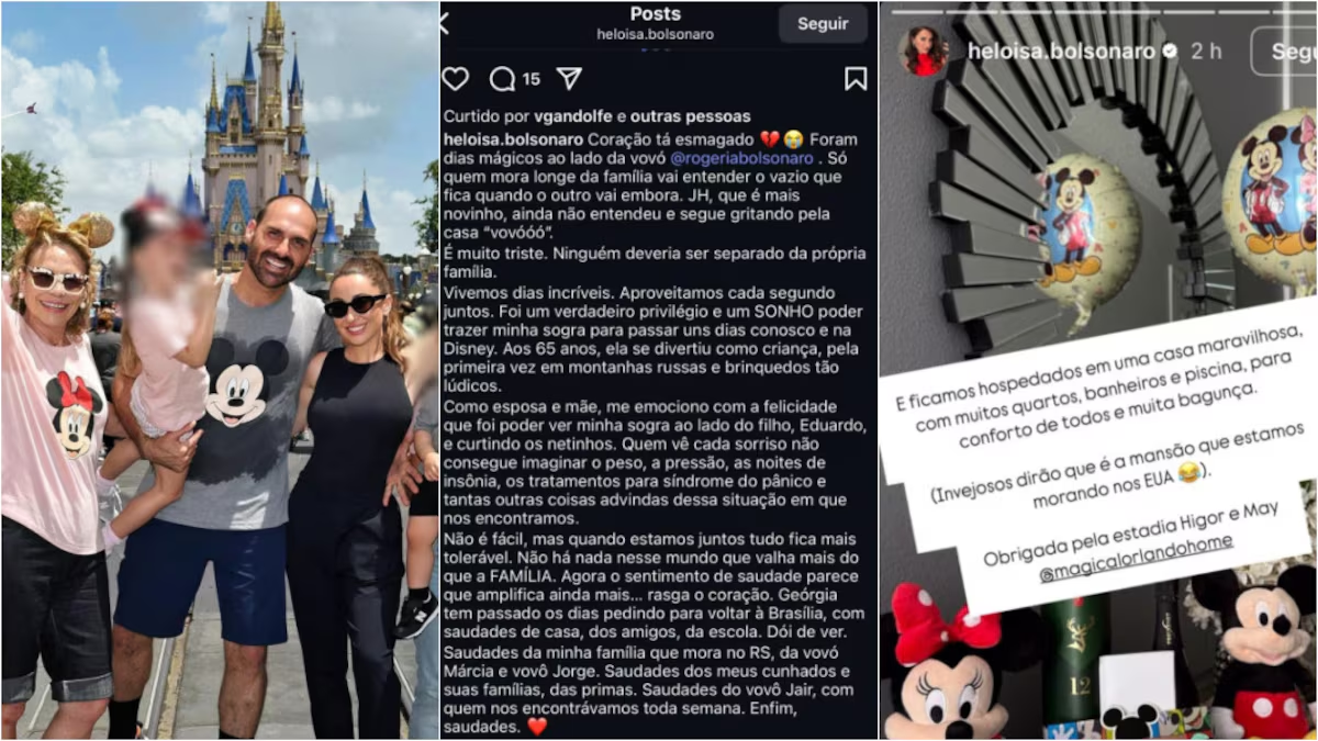 Montagem de três Posts feitos por Heloisa Bolsonaro no Instagram - Reprodução