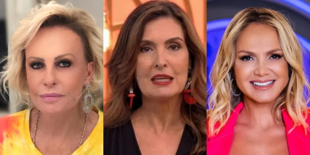Montagem de fotos de Ana Maria Braga, Fátima Bernardes e Eliana