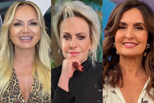 Montagem de fotos de Eliana, Ana Maria Braga e Fátima Bernardes