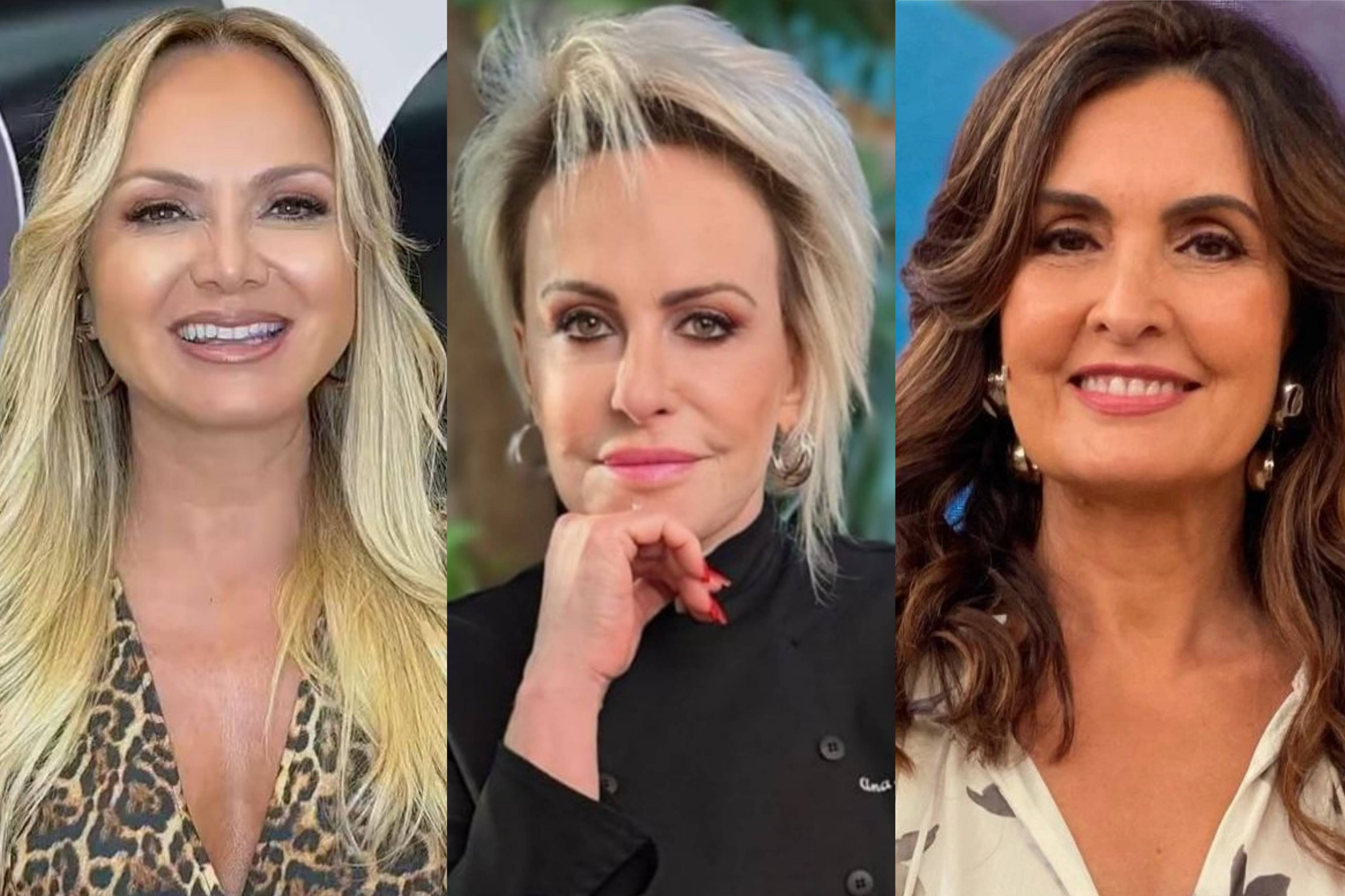 Montagem de fotos de Eliana, Ana Maria Braga e Fátima Bernardes