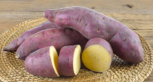Batata doce cortada