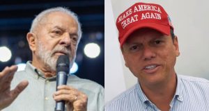 Montagem de fotos de Lula e Tarcisio de Freitas