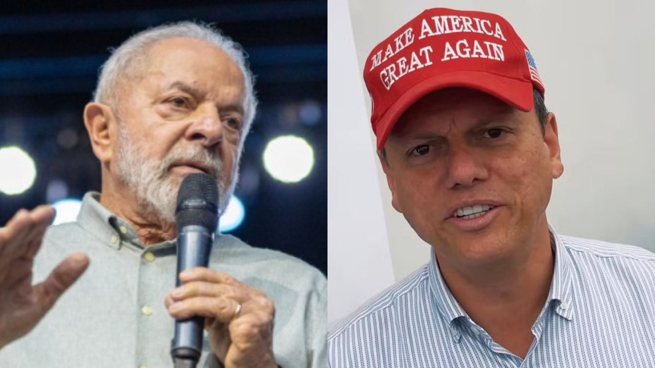 Montagem de fotos de Lula e Tarcisio de Freitas