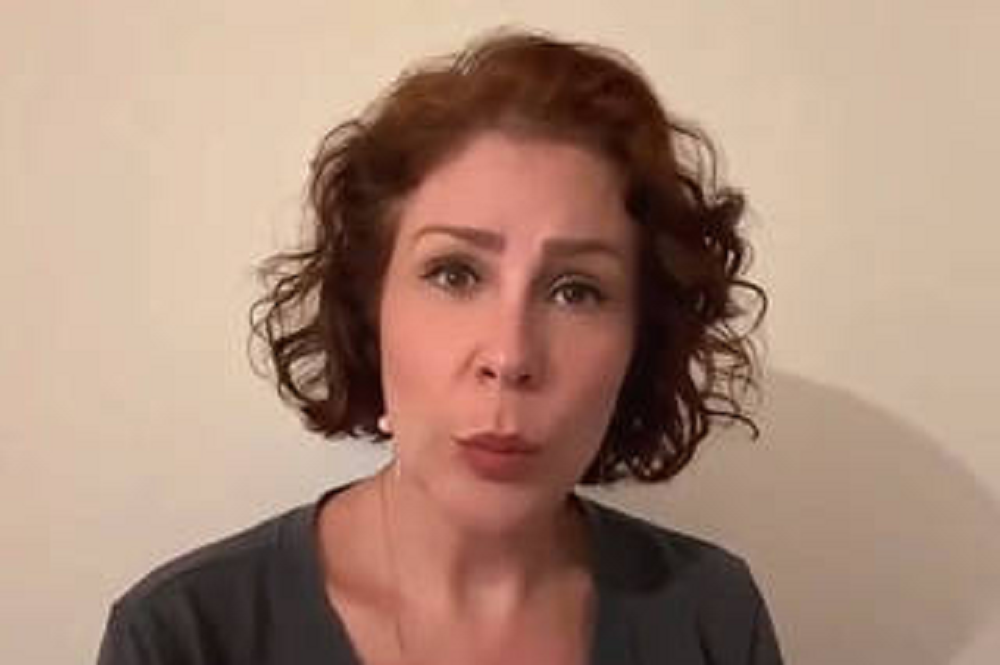 deputada federal licenciada Carla Zambelli (PL-SP) de roupa cinza, falando para a câmera, séria