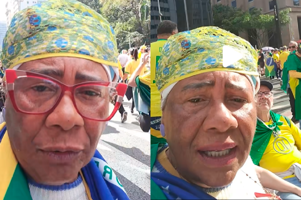 VÍDEO - Idosa se infiltra em ato bolsonarista e viraliza: "Somos gados?"