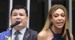 Montagem de fotos de deputados Gilvan da Federal (PL-ES) e Erika Hilton (PSOL-SP)