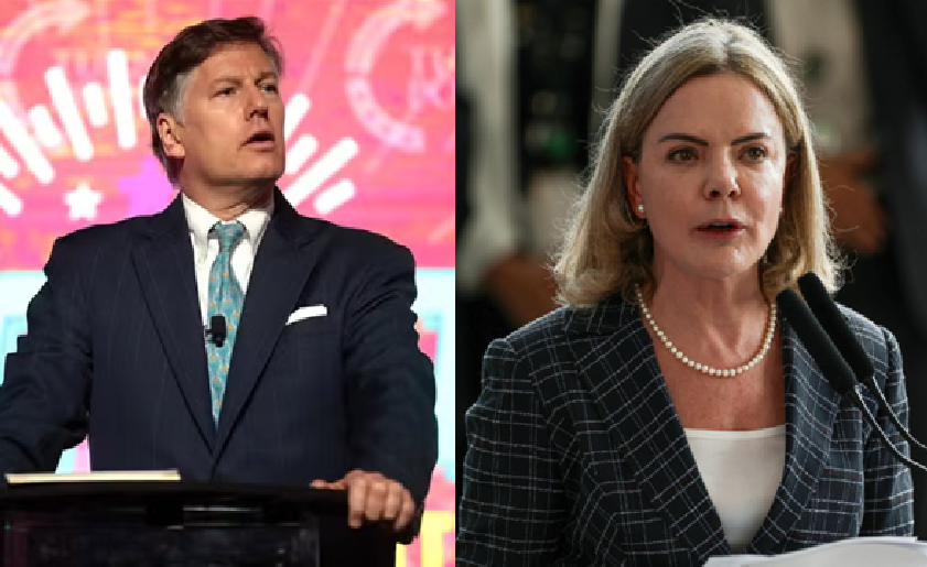 A ministra Gleisi Hoffmann (Relações Institucionais) afirmou que o subsecretário de Estado dos Estados Unidos, Christopher Landau. Fotomontagem: Gage Skidmore/CC/ Agência Brasil