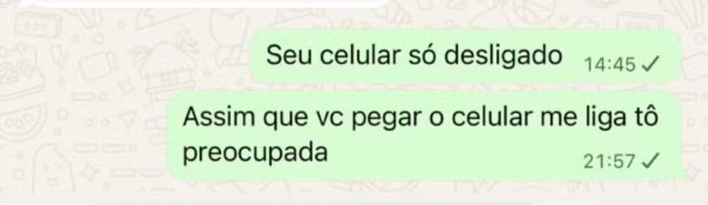 Mensagens que Denise enviou para Robishley