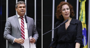Montagem de fotos de Lindbergh Farias e Carla Zambelli