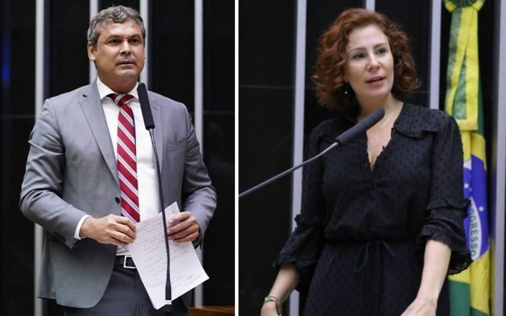 Montagem de fotos de Lindbergh Farias e Carla Zambelli