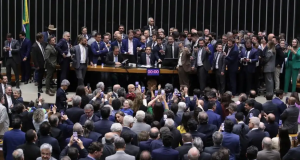 Tumulto durante motim de bolsonaristas na Câmara dos Deputados