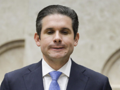 O presidente da Câmara dos Deputados, Hugo Motta (Republicanos-PB), fazendo careta