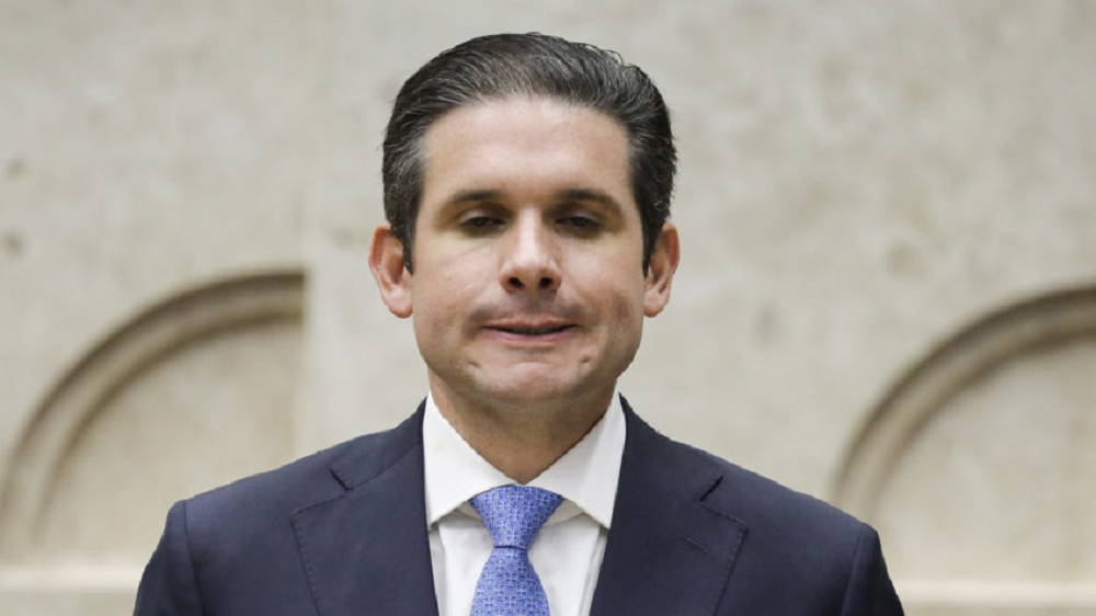 O presidente da Câmara dos Deputados, Hugo Motta (Republicanos-PB), fazendo careta