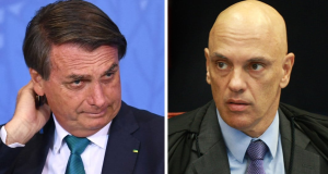 O ex-presidente Jair Bolsonaro (PL) e o ministro Alexandre de Moraes, do Supremo Tribunal Federal (STF), em montagem de fotos