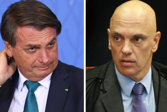 O ex-presidente Jair Bolsonaro (PL) e o ministro Alexandre de Moraes, do Supremo Tribunal Federal (STF), em montagem de fotos