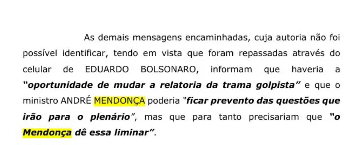 Trecho de relatório da PF com nome de André Mendonça destacado