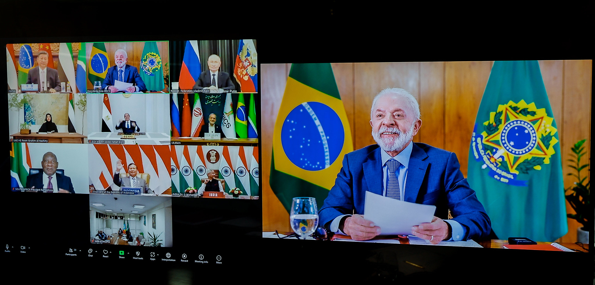 Presidente Lula (PT) em videoconferência com países membros do BRICS