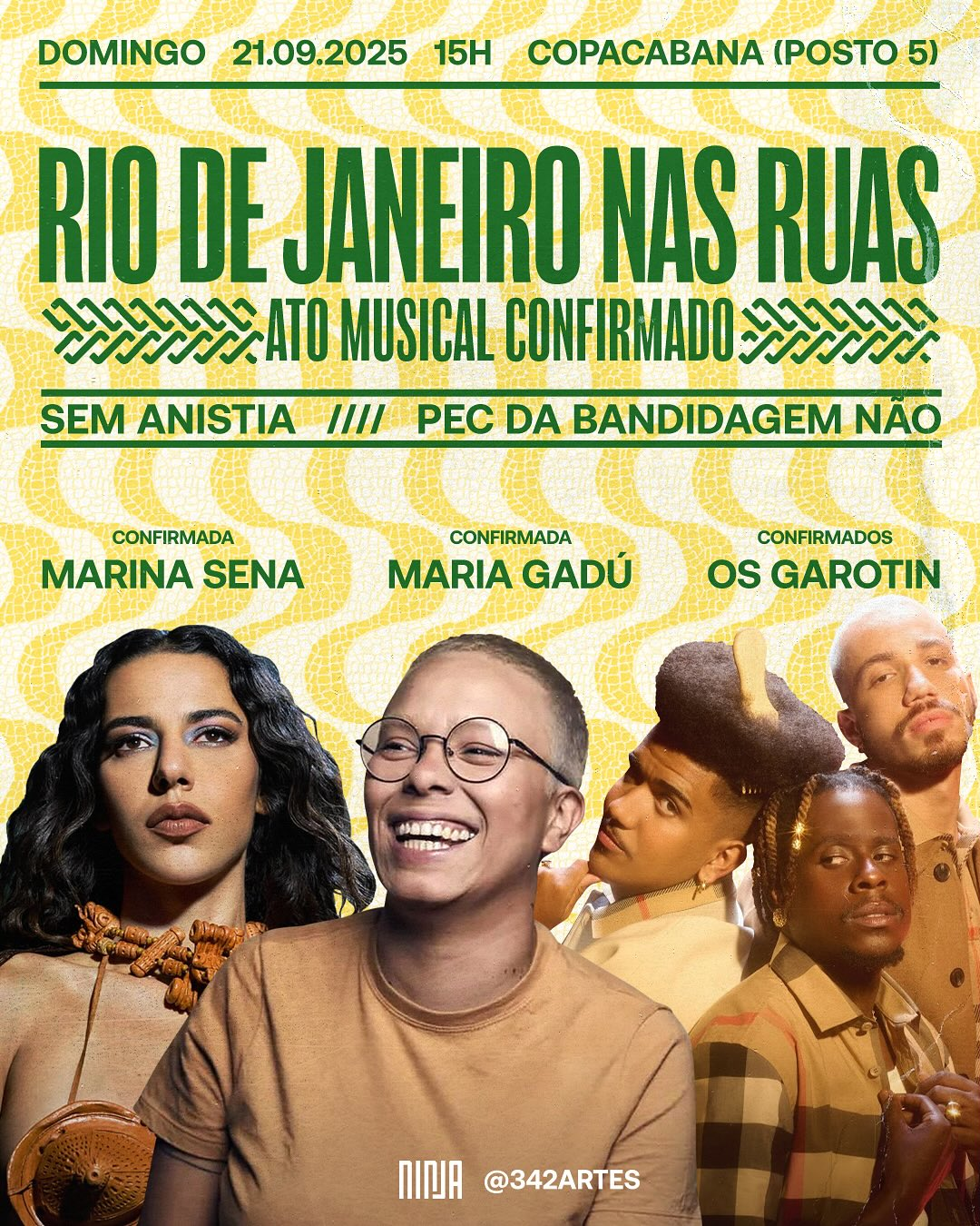 Maria Gadu, Marina Sena e Os Garotin em arte de divulgação