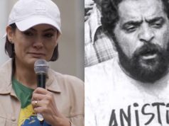 Montagem de fotos de Michelle Bolsonaro e Lula