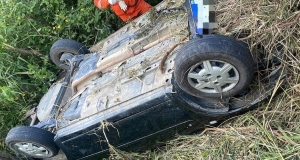 carro capotado no mato