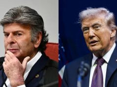 Montagem de fotos de Luiz Fux e Donald Trump