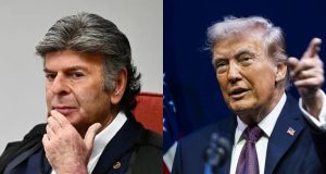 Montagem de fotos de Luiz Fux e Donald Trump