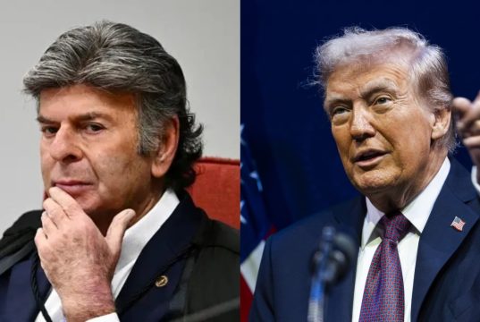 Montagem de fotos de Luiz Fux e Donald Trump