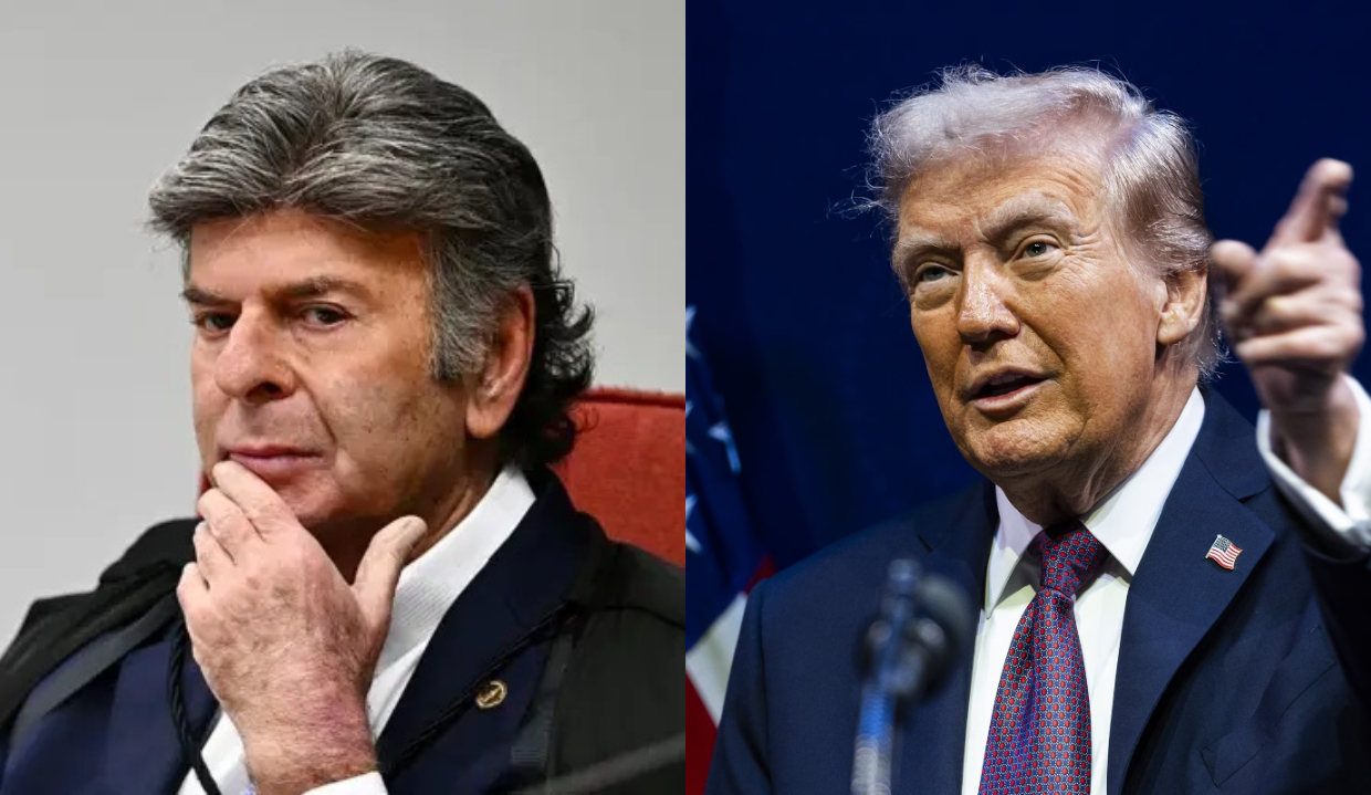 Montagem de fotos de Luiz Fux e Donald Trump