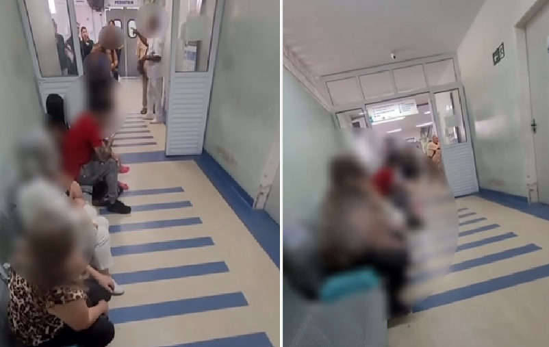 Paciente agride enferemeira na UPA Bangu, em Santo André (SP). Foto: Reprodução/Câmeras de segurança