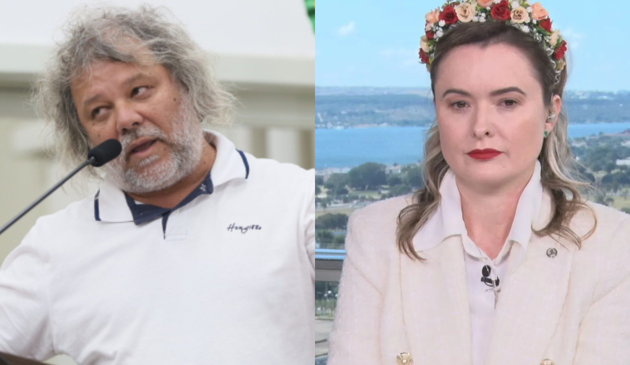 O ex-vereador Kleber da Kek e a deputada federal Júlia Zanatta em montagem de fotos