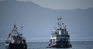 Barcos da Global Sumud Flotilla no porto de Sidi Bou Said, na Tunísia