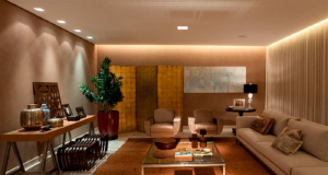 sala de estar com iluminação indireta